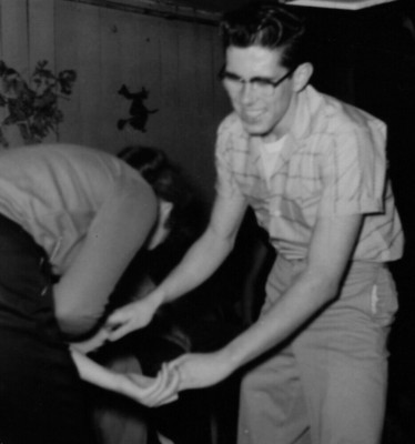 6U Photograph Cute Handsome Glasses Nerdy Guy Dancing Laughing Man Girl 1950's 