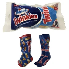 2 Pair Twinkies Hostess Cakes Crew Socks in GIFT BAG, Men's Shoe Size 8-13, B43M