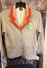 Beetlejuice Blazer-Girl's gray button-down Northanger Prep school sie L