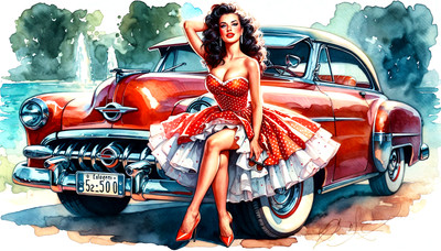 8.5 X 11 FANTASY PHOTO ART PRINT ''POLKA DOT PIN UP BEAUTY''  DAP-07