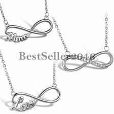 Infinity Symbol Love Charm Stainless Steel Women's Ladies Girls Pendant Necklace