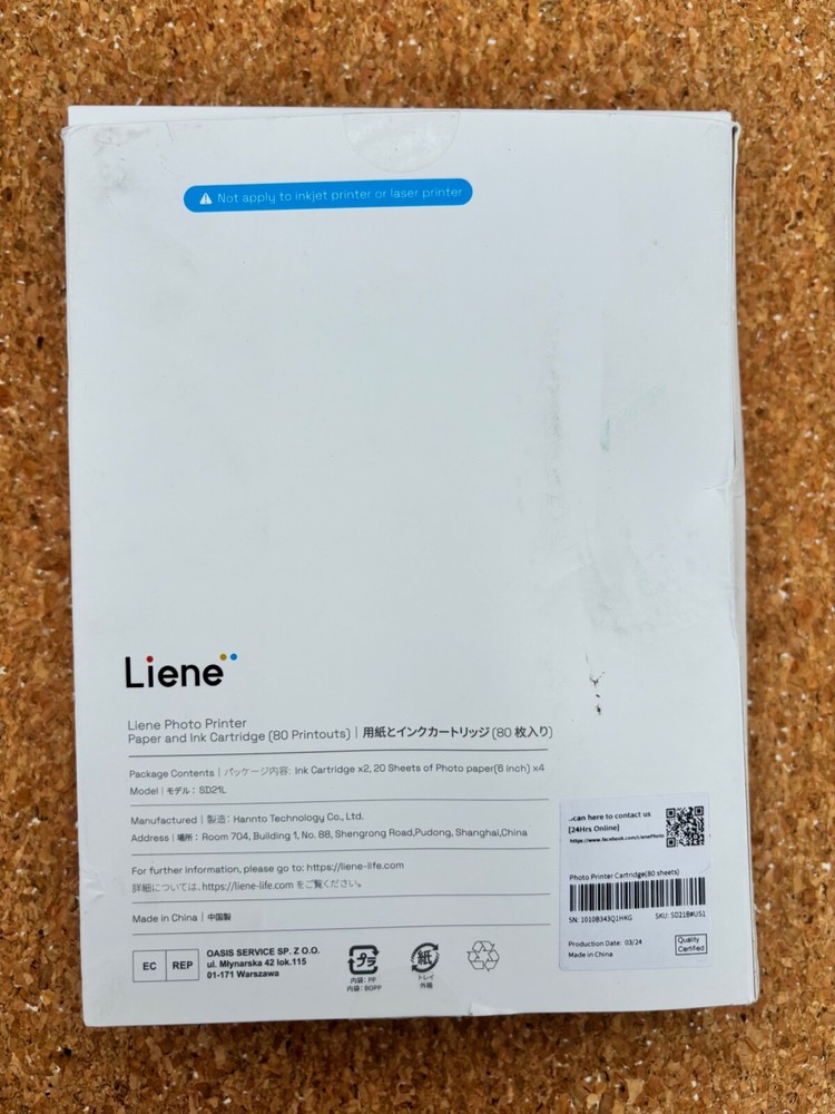 Liene Photo Printer Paper and Ink Set: 80 Sheets with 2 Ink Cartridges