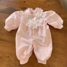 Vintage Pink Girls Jumpsuit Size 6 months Lace Ruffle