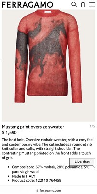 FERRAGAMO Mustang Ferragamo Mustang Print Cotton Hoodie, Size Medium 122116  main image 2