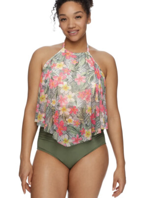 Coco Reef Underwire Floral Tankini Top NWT 34DD