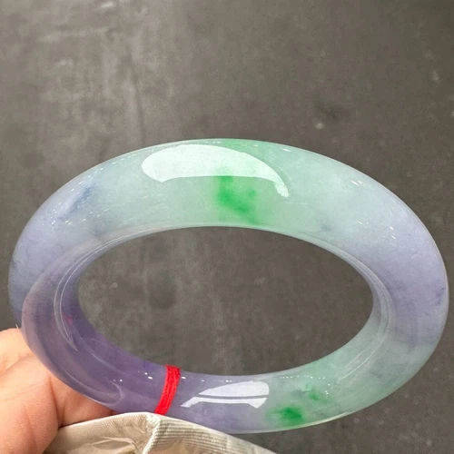 Certified Natural Grade Ice Green Burmese Jade jadeite bracelet bangle 57-62MM - Picture 9 of 12