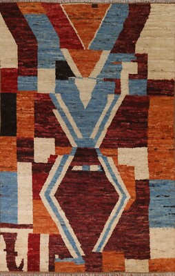 Geometric Modern Moroccan Oriental Area Rug Wool Hand-knotted 6x8 Carpet
