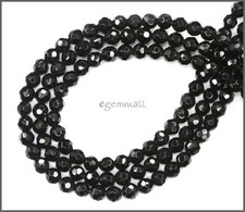 15.5" Black Onyx Faceted Round Beads 4mm 58055