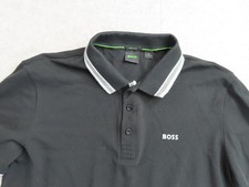 Hugo Boss Polo Shirt Mens XL Black Solid Paddy Tipped Collar Logo Casual Top