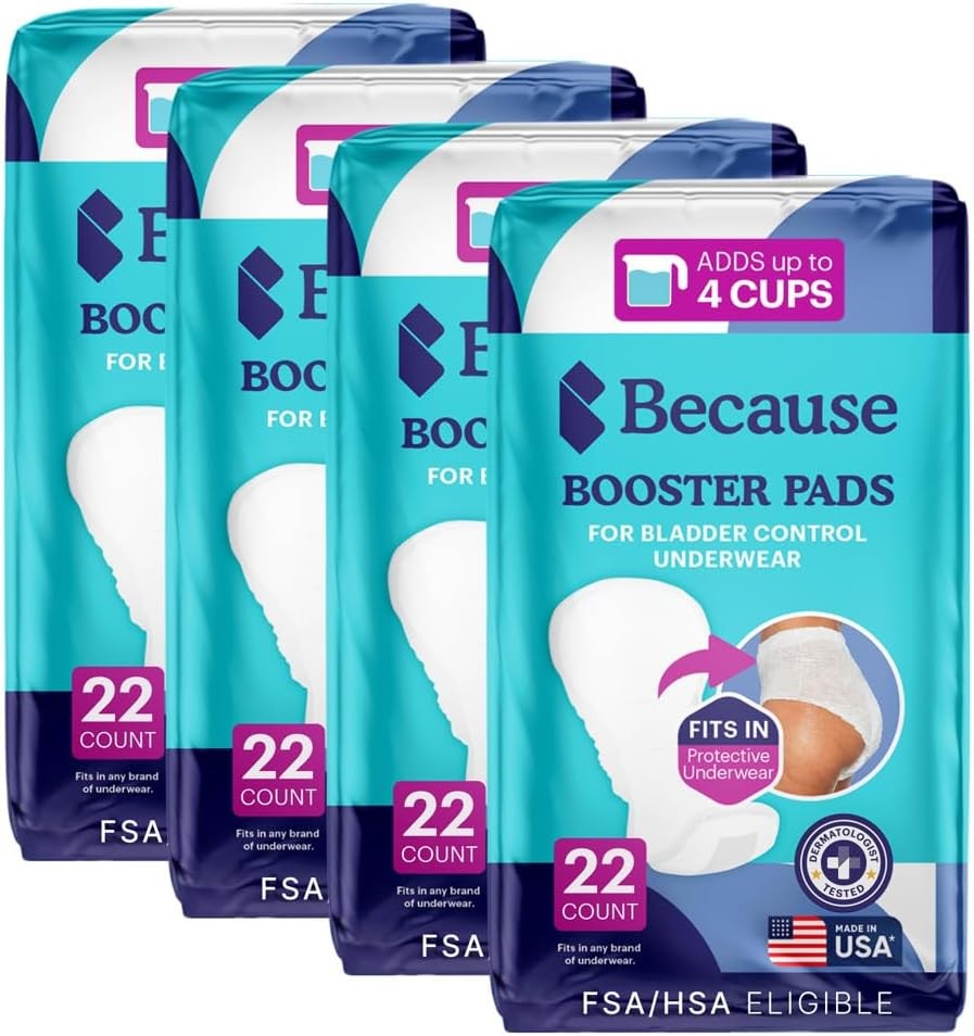 Because 88 Pack Overnight Booster Pads White Unisex Incontinence ...