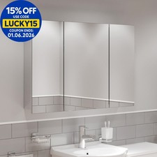 Triple Door Bathroom Mirror Cabinet Cupboard Stainless Steel Wall Mounted 900mm