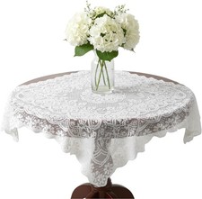 Lace Tablecloth, Ivory White Lace Table Cloth 35.4 X 35.4in  Square Table Cloth,
