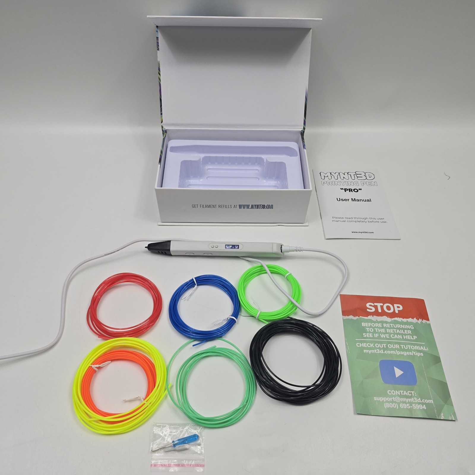 3D Printing Pen MYNT3D Pro OLED Display Filament Kit Art Drawing Crafts Tested