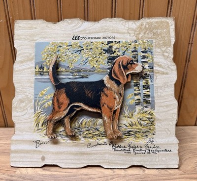 Vintage 1951 ELTO Outboard Motors Sign Artist C. Maye 3-D Beagle Hamilton Boatin