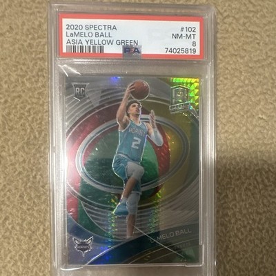 2020 Panini Spectra LaMelo Ball Asia Yellow Green RC #102 /75 PSA 8
