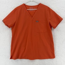 Figs Scrub Shirt Top Womens XL Orange Technical Collection FW1000 V Neck Pocket
