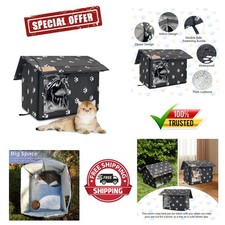 Heated Outdoor Cat House Insulated Weatherproof Shelter W/ Escape Doors New