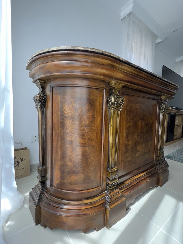 Mesa de bar Ashley granito e madeira maciça acabamento marrom moderna e contemporânea - Imagem 3 de 4