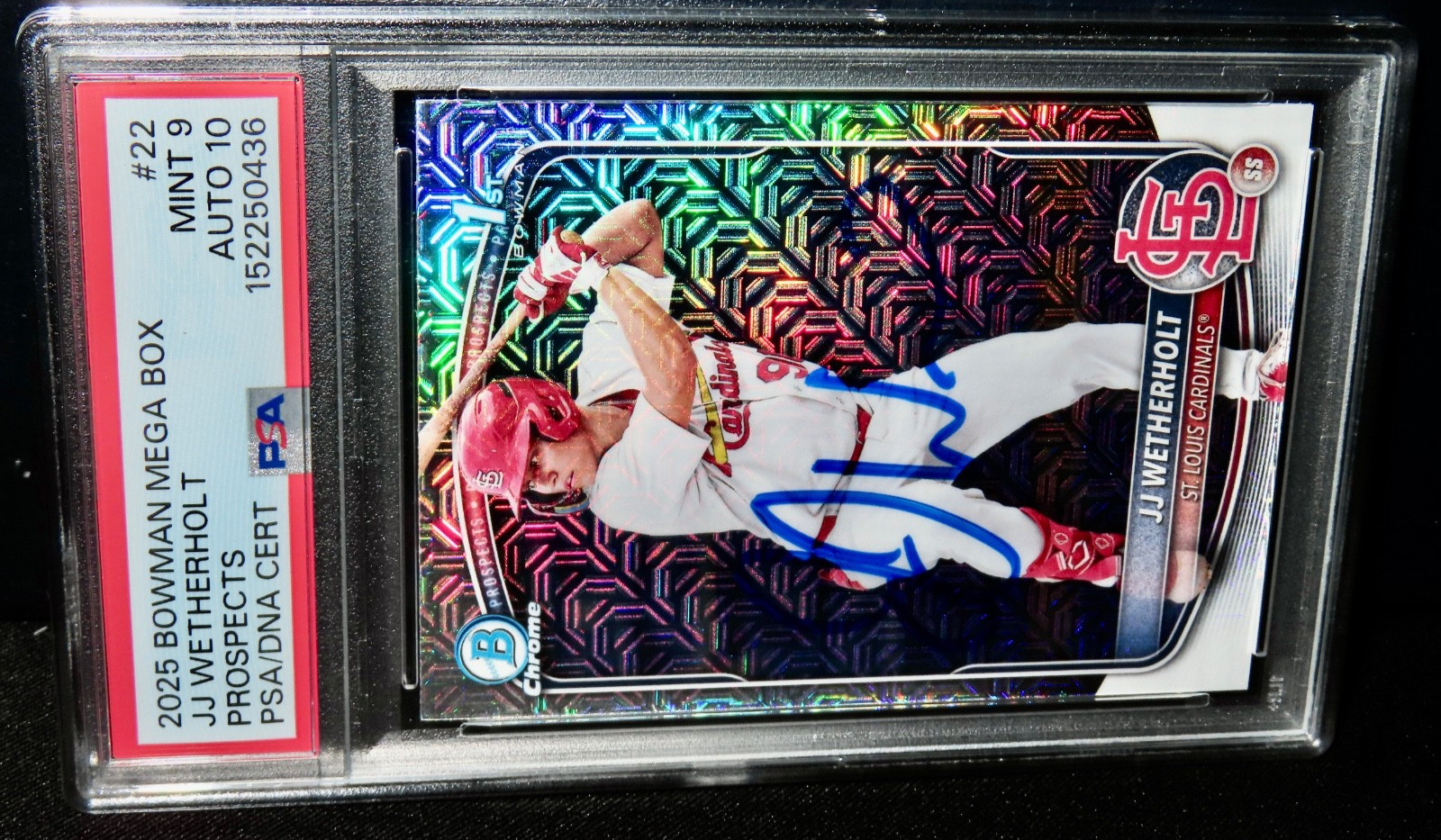 2025 BOWMAN CHROME JJ WETHERHOLT SIGNED ROOKIE AUTO PSA/DNA 10 PSA 9 MEGA BOX !! view 2