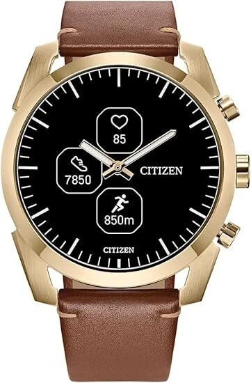 NEW CITIZEN CZ SMART HYBRID JX2012-09E BLACK DIAL BROWN LEATHER STRAP MENS WATCH