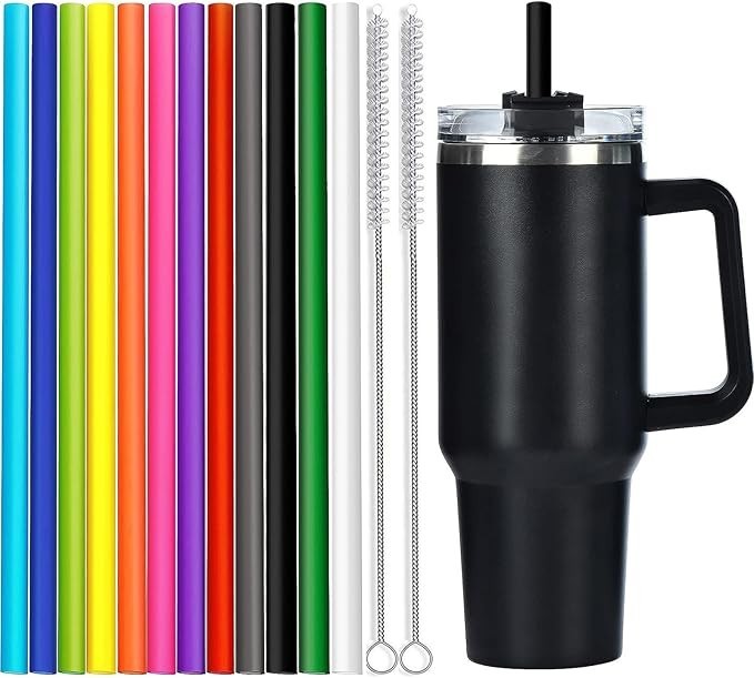 12 Pack Color Replacement Straws for Stanley 40 oz Tumbler, 12 inch Reusable Str