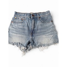 Madewell Denim Shorts High Rise Light Wash Frayed Hem Size 27 Cotton Tencel