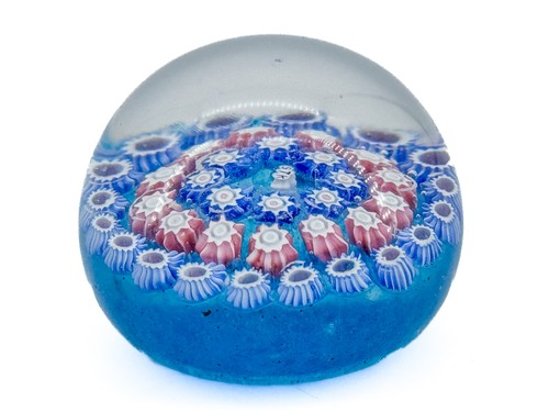Fermacarte vintage John Deacons piccolo millefiori Scozia STK rosso bianco blu decorazione - Foto 11 di 15