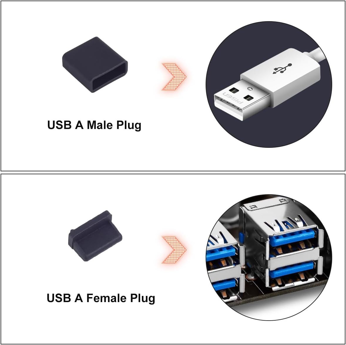USB Cover Port Plug Caps - 30Pcs 6 Type HDMI,Headphone,USB A,USB Type-C 