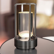 Cordless Luxury Rechargeable Metal LED Lantern, Table Lamp Portable with 3 Color