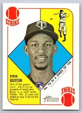 2015 TOPPS HERITAGE '51 COLLECTION BYRON BUXTON BLUE BACK ROOKIE CARD Twins. rookie card picture