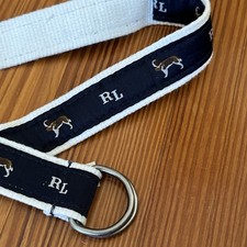 Ralph Lauren Boys Double Ring Belt Ribbon Dogs Navy White 24  