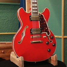 Strap ampaign D Angelico Electric Guitar Semi-Hollow Excel Mini DC, Trans herry