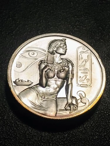 2 OZ .999 FINE SILVER ULTRA HIGH RELIEF EGYPTIAN GODS CLEOPATRA ELEMENTAL MINT