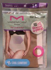 NEW Maidenform High Waist Brief Women's XL BEIGE Flexees Med. Firm Shape Wear