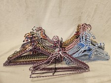 Lot of 66 Vintage Yarn Bound Wire Crochet Coat Hangers Handmade Closet Colorful