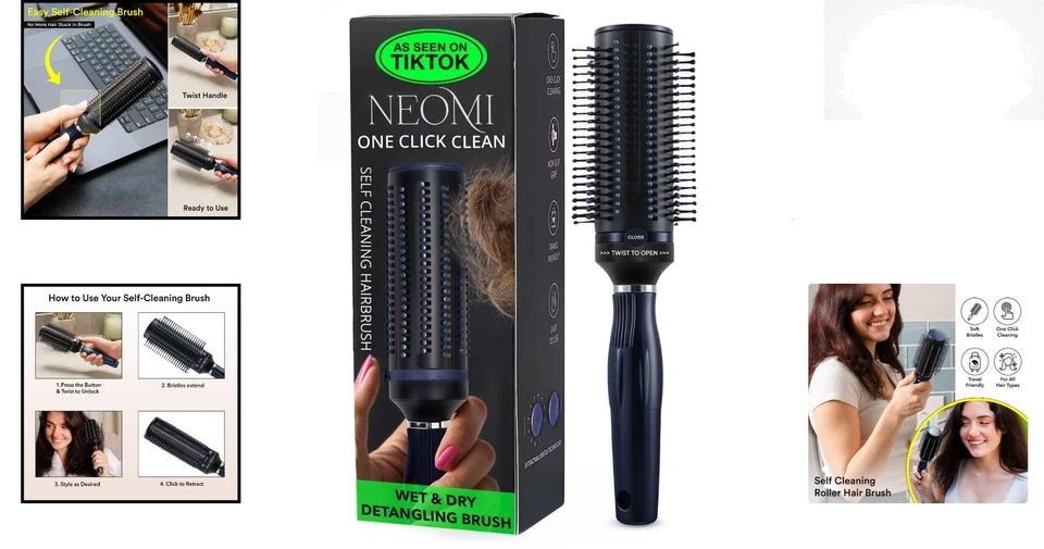 Cepillo de pelo de cerdas retráctiles suaves para todo tipo de cabello - Compañero de viaje ideal Foto 2 de 4