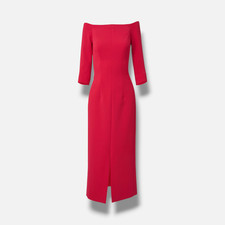 Carolina Herrera Women's Pink Off-Shoulder Midi Sheath Dress Size 4