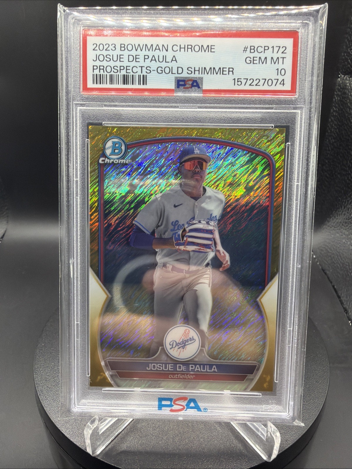 2023 BOWMAN CHROME PROSPECTS GOLD Shimmer Refractor Josue De Paula /50 PSA 10 🔥