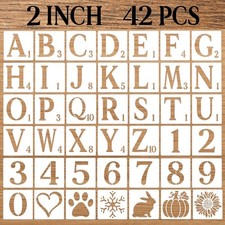 2 Inch Letter Stencils Numbers Craft Stencils, 42 Pcs Reusable Plastic Alphab...