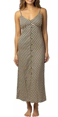 Rip Curl Juniors' Isla Geo-Printed Midi Dress Spaghetti Strap Linen Blend Size M