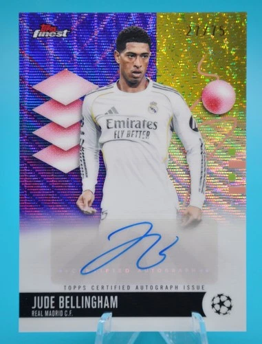2025-26 Topps Finest UCC Jude Bellingham Purple Wave Auto /75 SP Real Madrid