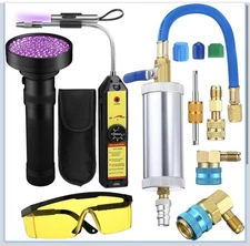 AC Leak Detector Kit R1234yf R134a R410a UV Dye Injector w/ Glasses & Light