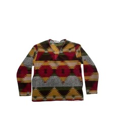 Little Big Horn Shirt Co Southwest Aztec Fleece Pullover Long Sleeve Top Size M