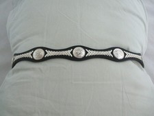 Triple 3D DDD Belt Black Leather Silver Concho White Lacing Western Size 30