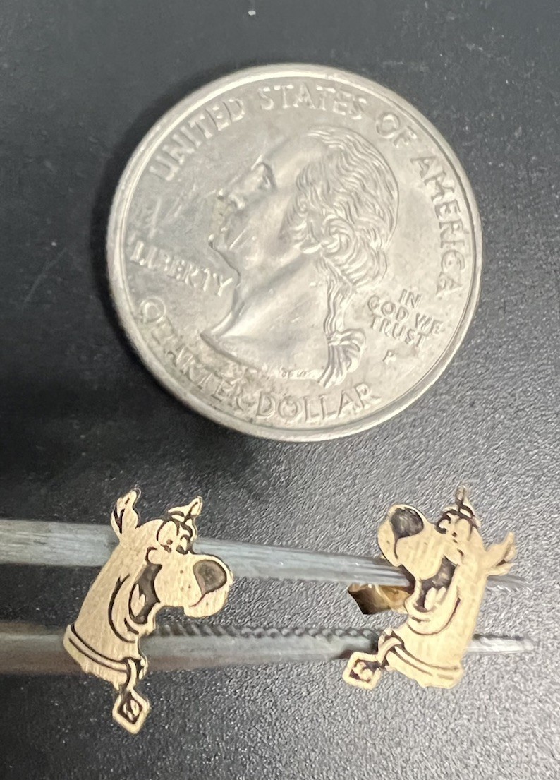 Small Signed 10k Solid Yellow Gold Scooby Doo Hea… - image 1