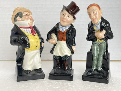 Trio Vintage Royal Doulton Captain Cuttle Uriah Heep Trotty Veek Mini Figurines