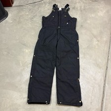 Carhartt R33 Duck Insulated Bib Overalls Blk 40x34 USA Made Quilted Arctic Lined