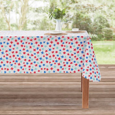 Mainstays 60 x 102" PEVA Rectangular Tablecloth - Red Blue Stars