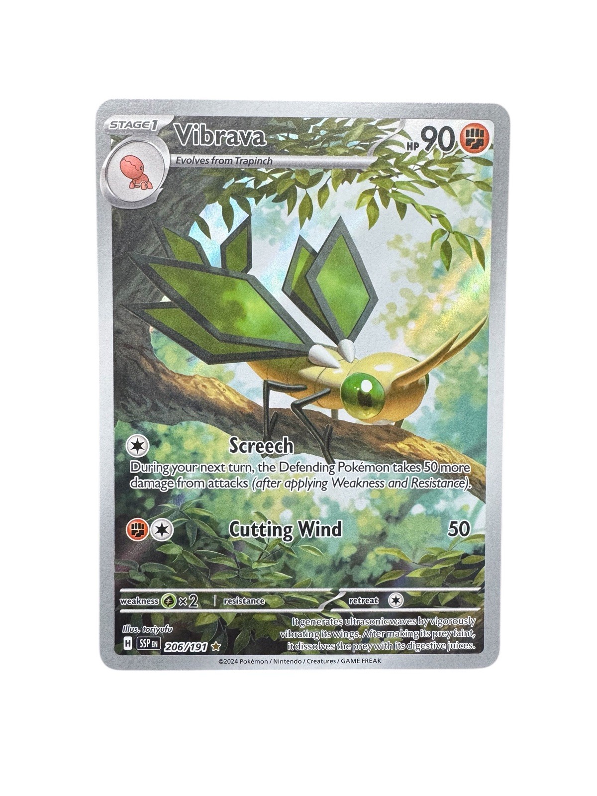Vibrava 206/191 SV08: Surging Sparks Holo Illustration Rare Pokemon TCG NM