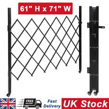 Single Folding Security Gate 61" H x 71" W Expanding Scissor Door Gate w/Padlock